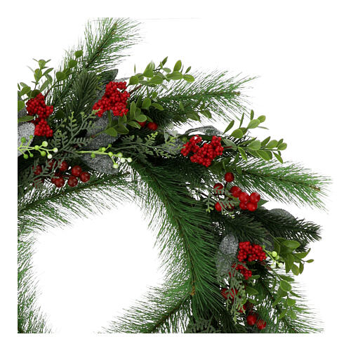 Advent wreath of 24 in, eucalyptus branches and red berries 2