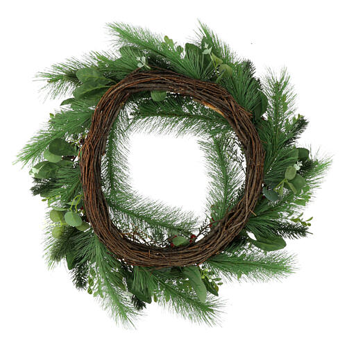 Advent wreath of 24 in, eucalyptus branches and red berries 6