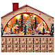 Calendario de Adviento carillón madera paisaje invernal estilo alemán 35x40x10 cm s2
