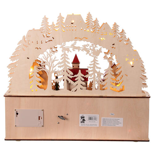 Wooden Advent calendar with music box and lights, German style, 16x18x5 in 10