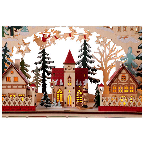 Calendario dell'Avvento carillon legno stile tedesco illuminato 40x45x15 cm 5