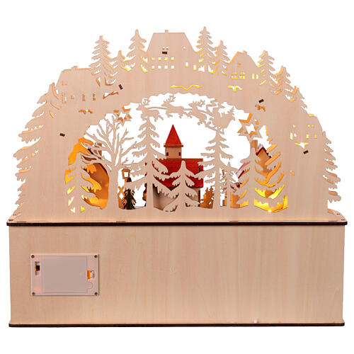 Calendario dell'Avvento carillon legno stile tedesco illuminato 40x45x15 cm 8