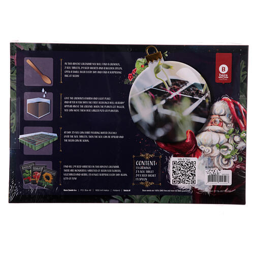 Adventskalender mit Saatgut und Gewächshaus, Modell "Weihnachtsmann", 24 verschiedene Sorten 9