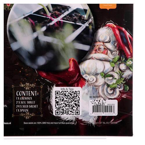 Adventskalender mit Saatgut und Gewächshaus, Modell "Weihnachtskamin", 24 verschiedene Sorten 13