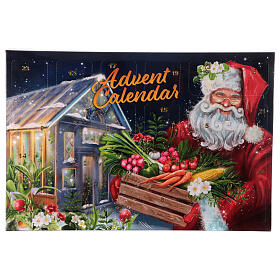 Adventskalender mit Saatgut und Gewächshaus, Modell "Weihnachtsmann vor Gewächshaus", 24 verschiedene Sorten