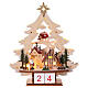 Datario Avvento albero di Natale legno luminoso led bianco caldo 35x30x10 cm s1