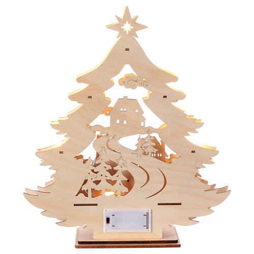 Datador luminoso Advento árvore de Natal madeira LED branco quente 35x30x10 cm 7