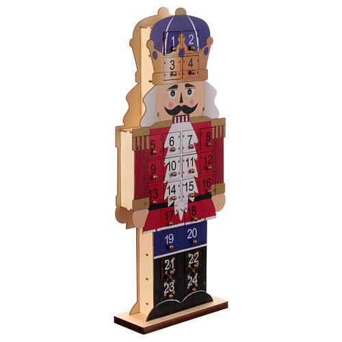 Calendario de Adviento Cascanueces de Navidad chaqueta roja madera 55x25x5 cm 8