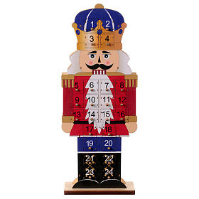 Calendrier de l'Avent casse-noisette de Noël veste rouge bois 55x25x5 cm