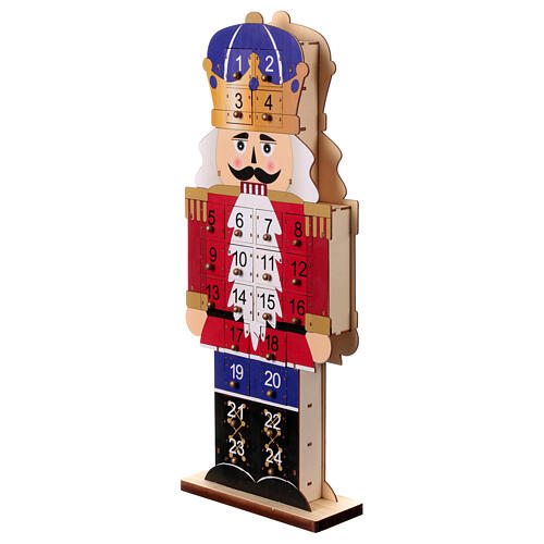 Calendario dell'Avvento Schiaccianoci di Natale giacca rossa legno 55x25x5 cm 7