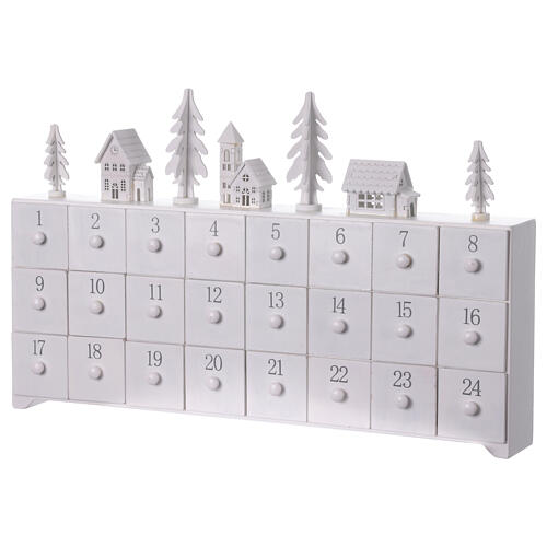 Adventskalender aus weiß lackiertem MDF mit Dekor – 30 × 10 × 45 cm 8