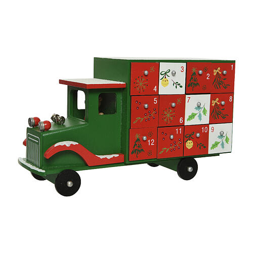 Advent calendar: colourful wooden truck, 8x6x12 in 6