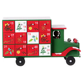 Calendario de Adviento camioneta madera coloreada 20x15x30 cm