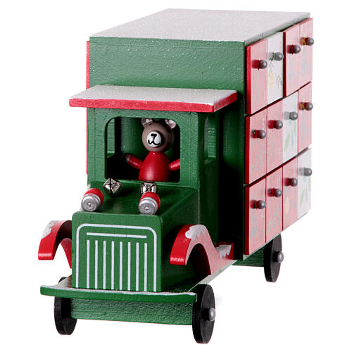 Calendario d'Avvento camioncino legno colorato 20X15X30 cm 12