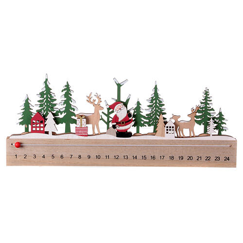 Horizontal stylised Advent calendar, wood, 16x1x8 in 2