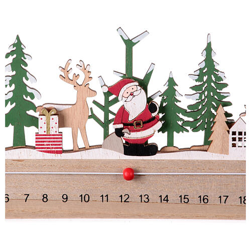 Calendario d'Avvento orizzontale stilizzato legno 40X3X20 cm  3