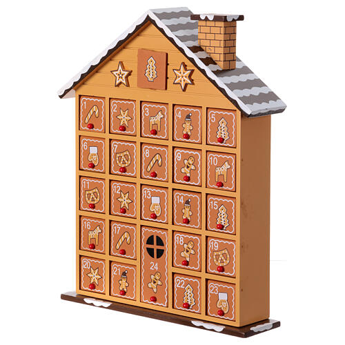 Calendário Advento casinha de doces madeira 35x25x10 cm 6