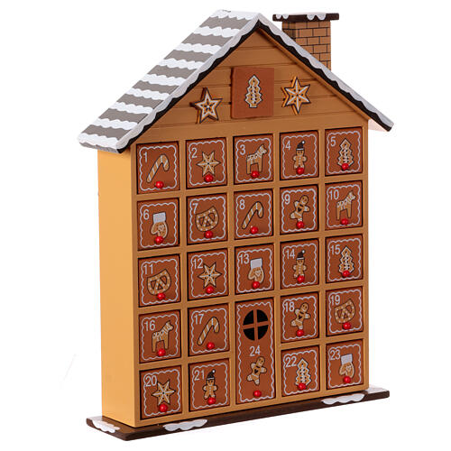 Calendário Advento casinha de doces madeira 35x25x10 cm 8