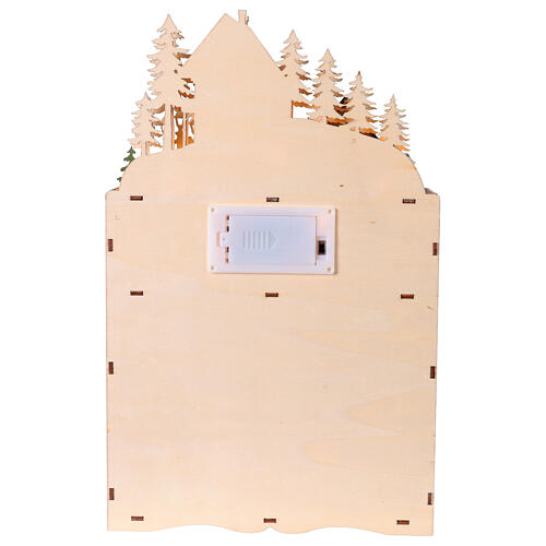 Calendrier Avent bois paysage montagne rennes 35x20x10 cm lumière blanc froid 7