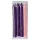 Kit 4 bougies de l'Avent violet et rose 20 cm s3