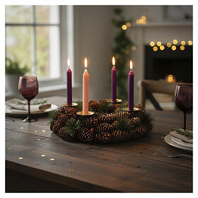 Kit 4 candele Avvento viola e rosa 20 cm