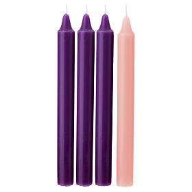 Kit of 4 Advent Candles Purple and Pink 20 cm