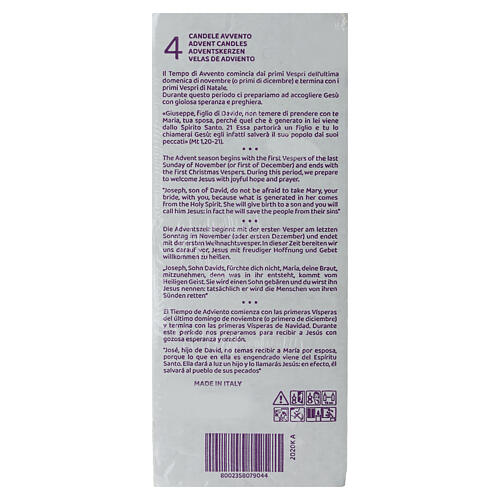 Kit of 4 Advent Candles Purple and Pink 20 cm 4