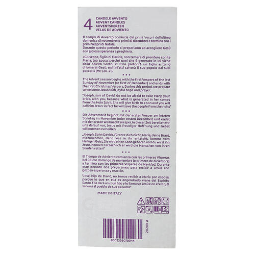 Advent candles kit, 4 candles, white, pink, red, and purple, 8 in 3