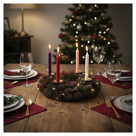 Kit 4 candele Avvento, bianco, rosa, rosso e viola 20 cm
