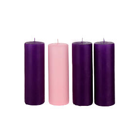 Kit 4 bougies de l'Avent violet et rose 5 cm