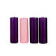 Kit 4 bougies de l'Avent violet et rose 5 cm s1