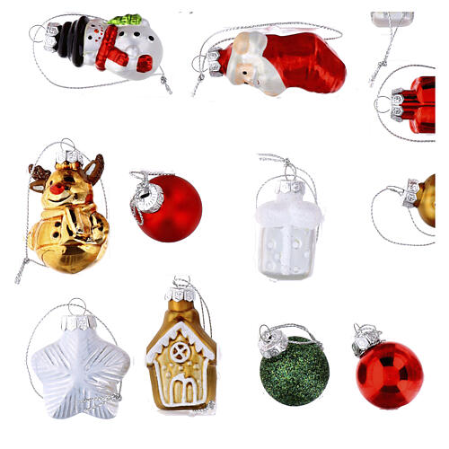 Advent calendar with assorted glass Christmas decorations, 24 pieces, 12x12x2 in 7