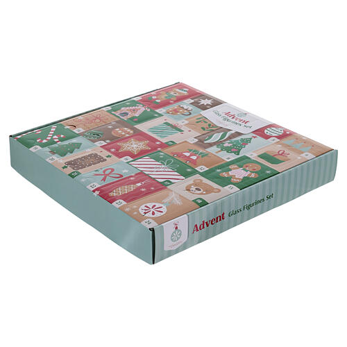 Calendario de Adviento adornos navideños de vidrio surtidos 24 piezas 31 x 29,5 x 4,4 cm 6