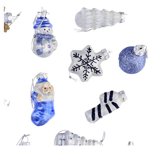 Calendrier de l'Avent décorations de Noël en verre bleu assorties 24 pièces 30x30x5 cm 5