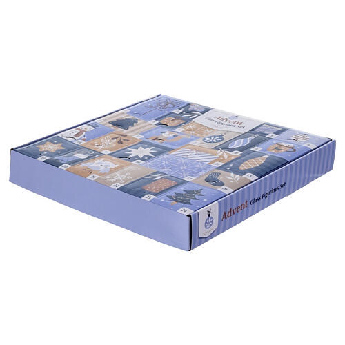 Calendrier de l'Avent décorations de Noël en verre bleu assorties 24 pièces 30x30x5 cm 6