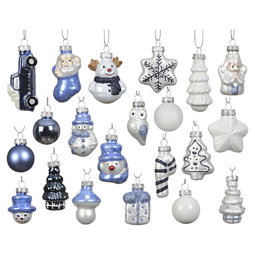 Calendrier de l'Avent décorations de Noël en verre bleu assorties 24 pièces 30x30x5 cm 8