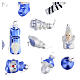Calendrier de l'Avent décorations de Noël en verre bleu assorties 24 pièces 30x30x5 cm s7