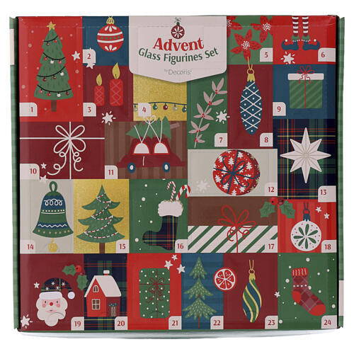Calendrier de l'Avent décorations de Noël en verre assorties 24 pièces 30x30x5 cm 1