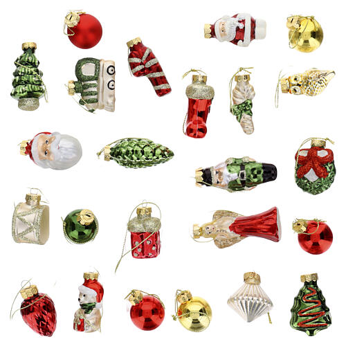 Calendrier de l'Avent décorations de Noël en verre assorties 24 pièces 30x30x5 cm 3