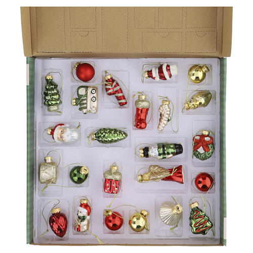 Calendrier de l'Avent décorations de Noël en verre assorties 24 pièces 30x30x5 cm 6