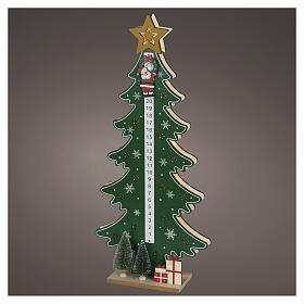 Green LED Christmas Advent calendar tree with Santa, warm white light, 18x8x2 in, indoor