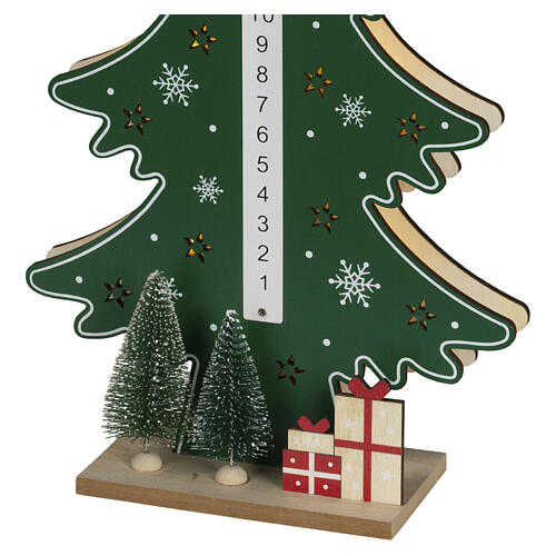 Calendário de Advento natalício verde LED árvore Pai Natal luz quente 45x20x5 cm para uso interno 5