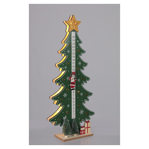 Calendário de Advento natalício verde LED árvore Pai Natal luz quente 45x20x5 cm para uso interno 6