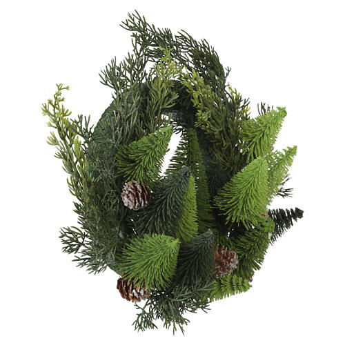 Ghirlanda natalizia decorativa con fogliame verde e pigne 10x30 cm 3