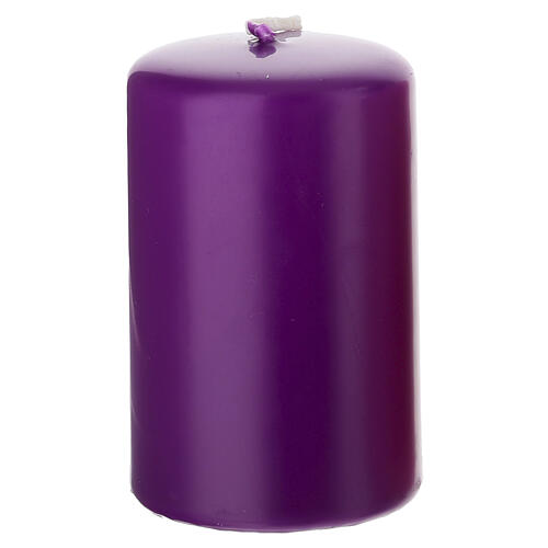 Kit 4 velas Adviento violeta y rosa opacas 80x50 mm 3