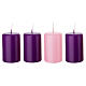 Kit 4 velas Adviento violeta y rosa opacas 80x50 mm s1
