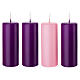 Kit 4 Velas opacas para el Adviento violeta y rosa 50x130 mm s1