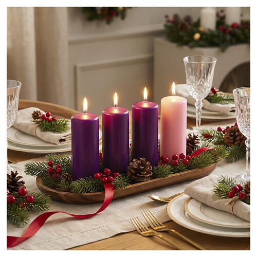 Kit 4 candele per l' Avvento viola e rosa 50x130 mm 2