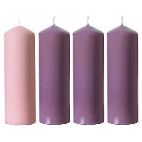 4x Candelotti dell'Avvento viola e rosa lucidi 180x60 mm