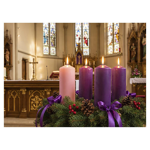 4x Candelotti dell'Avvento viola e rosa lucidi 180x60 mm 2